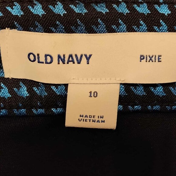 Old Navy Blue & black Metallic Houndstooth Pixie Ankle Pants, size 10 - NWT - Picture 7 of 11